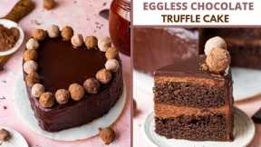 Eggless Chocolate Truffle Cake | Ganache Frosting & Glaze Recipe | Step by step choco truffle cake