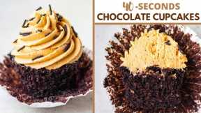 40 SECONDS EGGLESS CHOCOLATE CUPCAKES | HOW TO MAKE EGGLESS CHOCOLATE CUPCAKES IN MICROWAVE