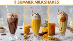 Three Summer Milkshakes | Easy to make Milkshake recipes- Chocolate, Mango Shake, Butterscotch shake