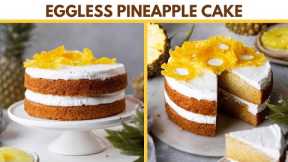 Eggless Pineapple Cake Recipe | Pineapple Cream Cake At Home | No eggs bakery style pineapple cake
