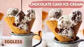 Homemade Chocolate Cake Ice-Cream - Three Ingredients Only! Eggless, No ice-cream maker needed