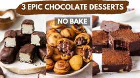 Three Eggless No-Bake Chocolate Desserts | My Favourite Chocolate Dessert Recipes| Easy & Quick