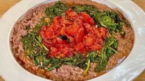 How to Make Chianti Risotto with Garlicky Spinach and Oven Charred Tomatoes | Rachael Ray 