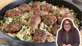 How to Make Baby Greek Meatballs + Rice Pilaf with Feta and Spinach | Rachael Ray