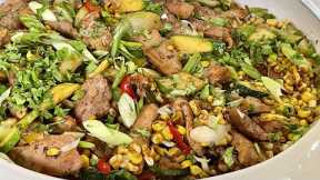 How to Make Barbecue Pork Stir-Fry with Corn and Zucchini | Rachael Ray