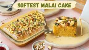 Eggless & Soft Malai Cake Recipe | Easy Dessert Recipe For Diwali | How To Make Malai Cake at Home