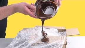 Pour Chocolate Onto Bubble Wrap – The Result Is Unique