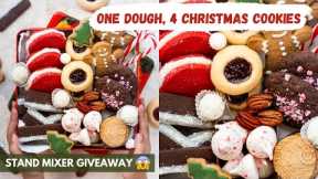 One Eggless Dough- FOUR Christmas Cookies + STAND MIXER GIVEAWAY! Easiest Cookie Recipe Ever