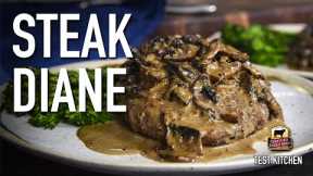 Classic Steak Diane Recipe (Flat Iron Steaks with Mushroom Cream Sauce)