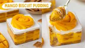 Mango Biscuit Pudding | Eggless, No Bake Biscuit Pudding Recipe | No Oven| Mango Rose Tutorial