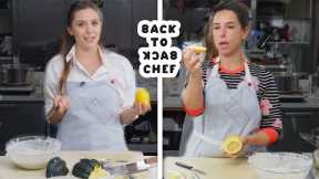 Elizabeth Olsen Tries to Keep Up with a Professional Chef | Back-to-Back Chef | Bon Appétit