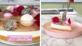 Float your fruit in this fun dragon fruit jelly cheesecake recipe!