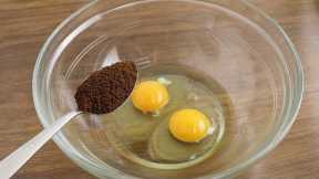 mix 2 eggs with coffee ! you'll be surprised ! in just 10 minutes! dessert with no oven, no flour!