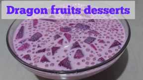 Dragon Fruits Desserts with Evaporated milk
