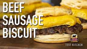 Beef Sausage Biscuit Breakfast Sandwich Recipe