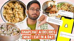 OMG 😳 SNAPCHAT AI DECIDES WHAT I EAT IN A DAY l VADA PAV, MAC & CHEESE, NACHOS..CRAZY FOOD CHALLENGE