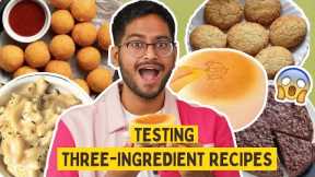 TESTING *QUICK & EASY* THREE INGREDIENT RECIPES 😱CHEESE BALL, JAPANESE CHEESECAKE, COOKIES & MORE