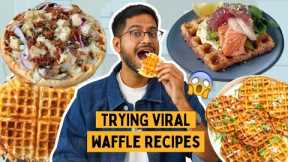 OMG 😱 TRYING OUT VIRAL WAFFLE RECIPES...WAFFLE PIZZA, DOSA, SUSHI | WHAT DID I LIKE?
