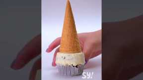 Turn your cupcake into a tree with this ice cream cone hack #shorts