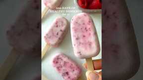 Healthy Dessert Idea: Raspberry Popsicles💗 #healthydessert #healthyrecipe #healthyrecipes