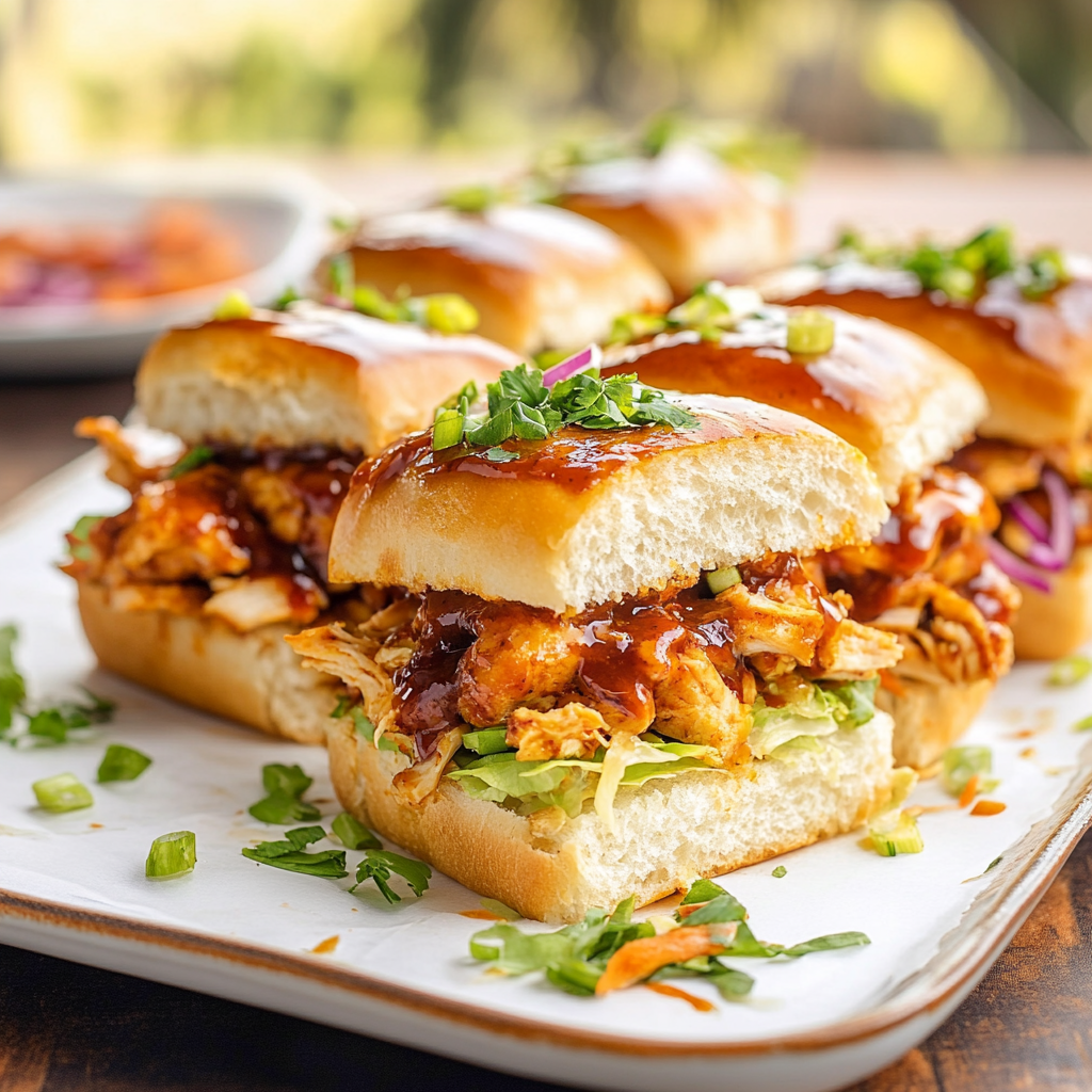 BBQ Chicken Sliders on Hawaiian Rolls